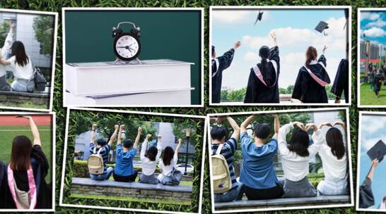清新草地上的毕业季相册展示AE模板