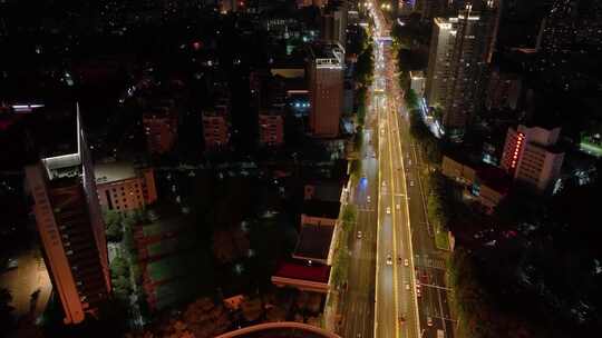 湖北武汉黄浦大街立交桥车流交通夜晚夜景航