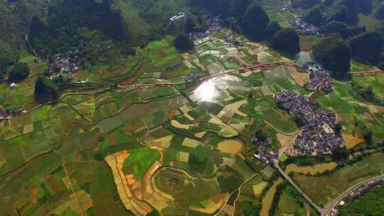 贵州黔西南兴义万峰林景区田园风光风景航拍