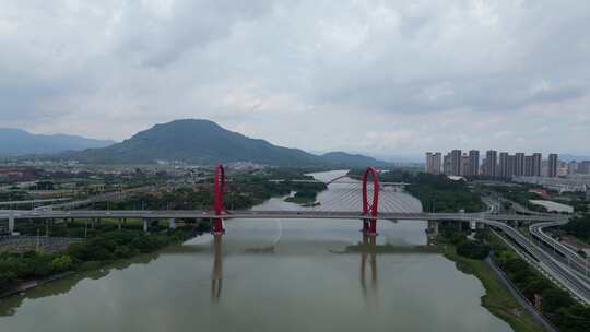 航拍福建漳州芝山大桥