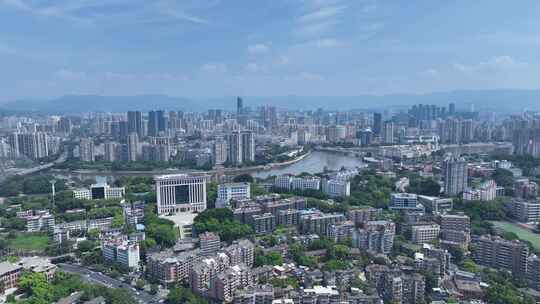 福州烟台山公园风景航拍闽江两岸建筑风光