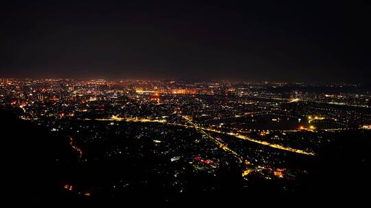 泉州夜景延时500米高空航拍城市泉州市区