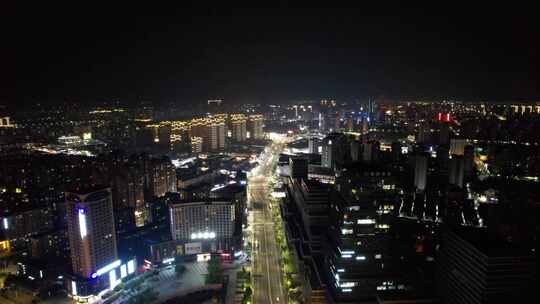 江苏宿迁城市夜景灯光交通航拍