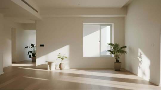 现代极简风阳光空房间温馨治愈场景
