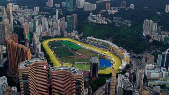香港城市航拍跑马地赛马场