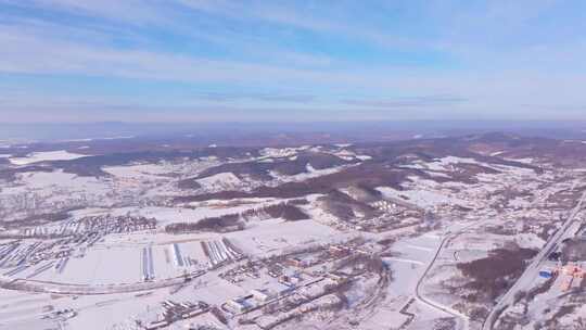 冬季鹤岗城市空镜航拍