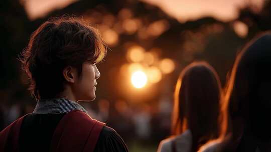 毕业典礼青年眺望未来