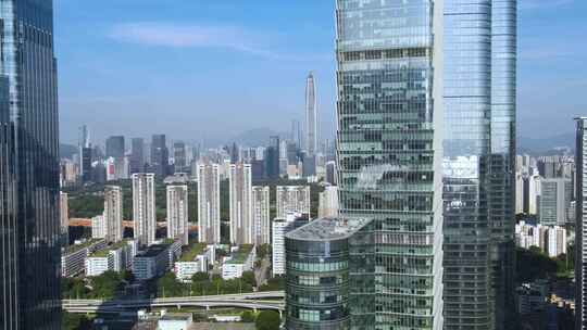 深圳福田下沙航拍福田中心区城市风光