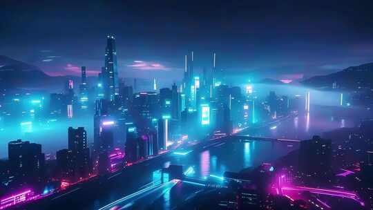 上海陆家嘴赛博朋克风夜景