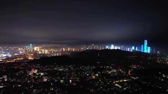 青岛城市夜景航拍