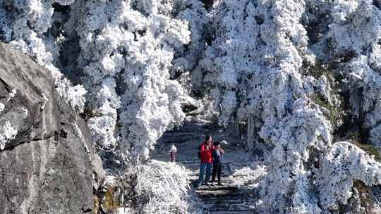 湖南衡阳南岳衡山祝融峰雾凇航拍