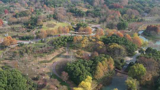 深秋的芜湖神山公园风光航拍素材