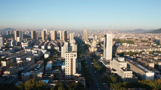 航拍山东泰安城市全貌城市建筑