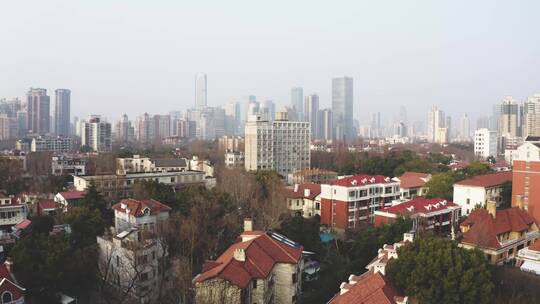 上海法租界老洋房街景航拍视频素材模板下载