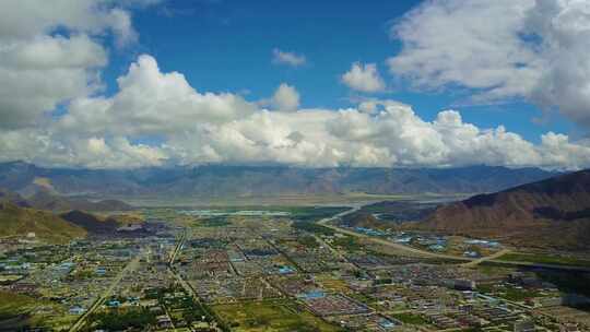 航拍日喀则 日喀则 西藏 雪域高原