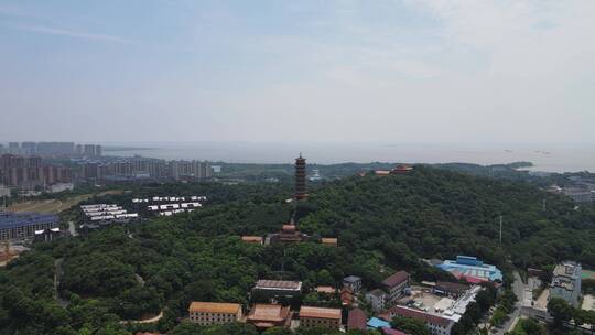 湖南岳阳圣安古寺4A景区航拍视频素材模板下载