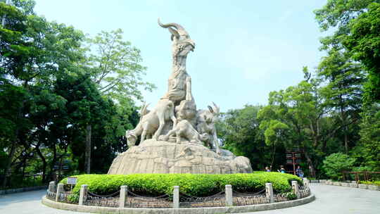 广州 地标 越秀公园 羊城 五羊雕塑视频素材模板下载