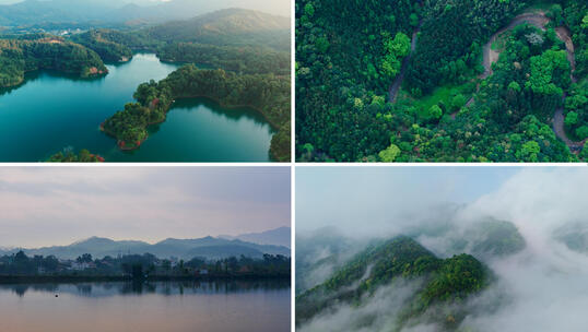 山水湖泊航拍 湖光山色自然风光风景视频高清在线视频素材下载