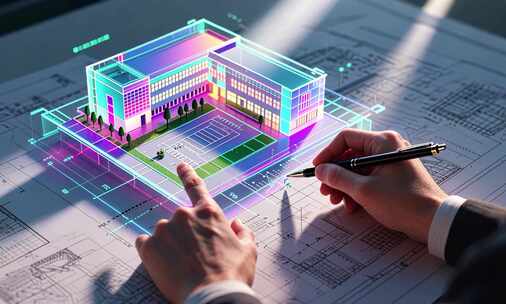 建筑师绘制3D建筑模型图