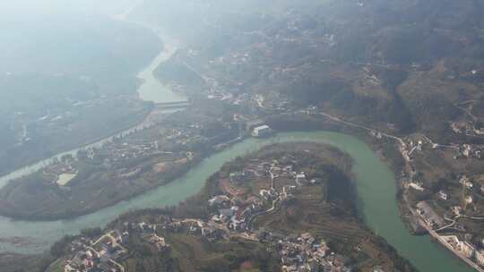 长江支流湖北恩施清江段风景风光航拍