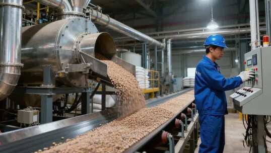 工人操作工业设备场景