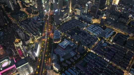 陆家嘴世纪大道夜景航拍