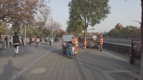 北京骑单车意境镜头4K实拍