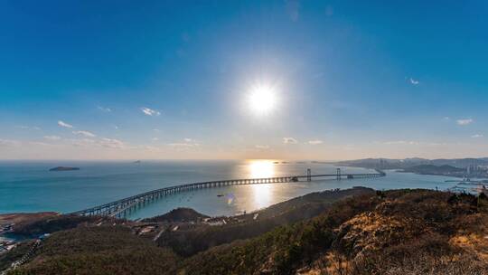 大连莲花山观景台跨海大桥延时