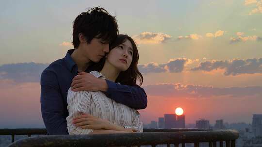 情人节拥抱的情侣