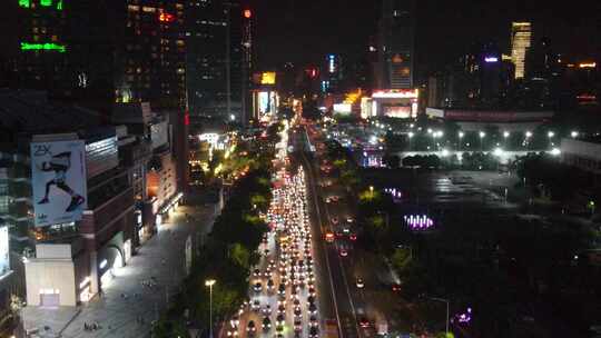 广州天河区交通夜景车流天河路