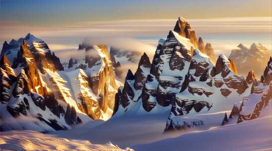 AIGC素材 雪山山峰之巅山脉风景