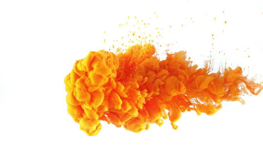 唯美彩色橙水墨溶解流体飞溅颜料晕染动画19