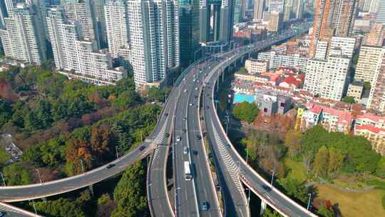 上海黄浦区延安东路立交桥车流城市风景视频