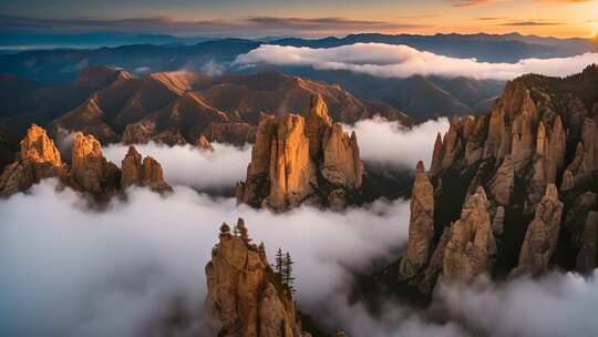 山峦云海日出全景