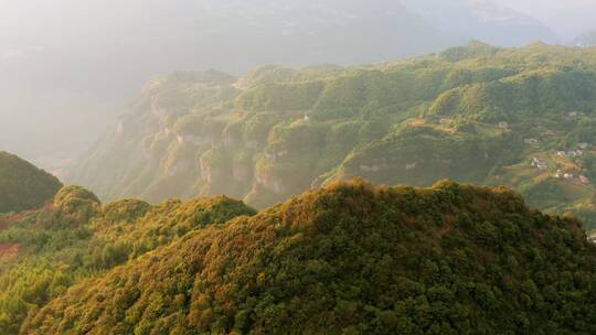 4k航拍山村晚霞