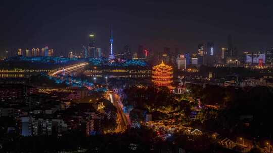 武汉_黄鹤楼夜景延时