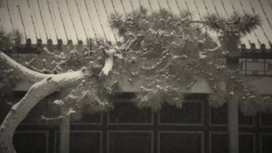 古建筑雪景老视频视频素材模板下载