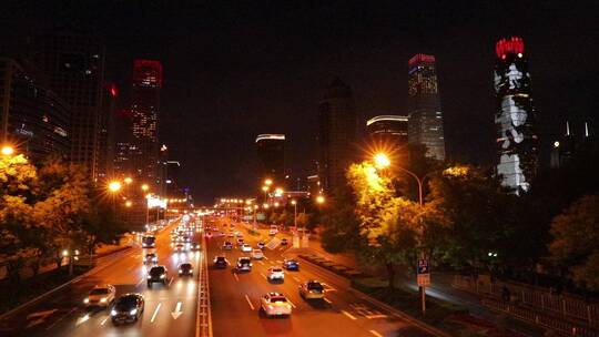北京国贸CBD夜晚延时拍摄