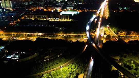 杭州钱塘新区下沙立交桥杭州湾环线高速夜景视频素材模板下载