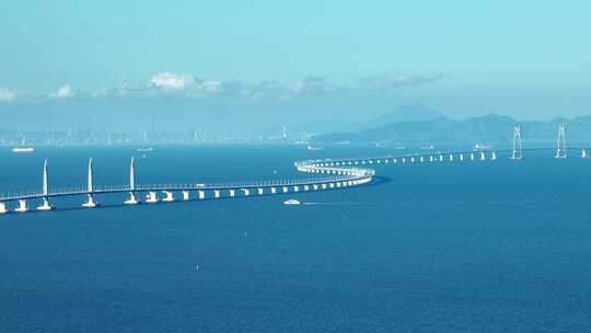 4K港珠澳大桥蜿蜒海上巨龙航拍视频素材模板下载