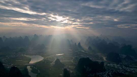 桂林山水阳朔风光中国航拍