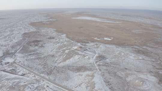 玉门关冬季雪景航拍