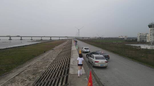 上海南汇嘴观海公园4K航拍视频素材模板下载