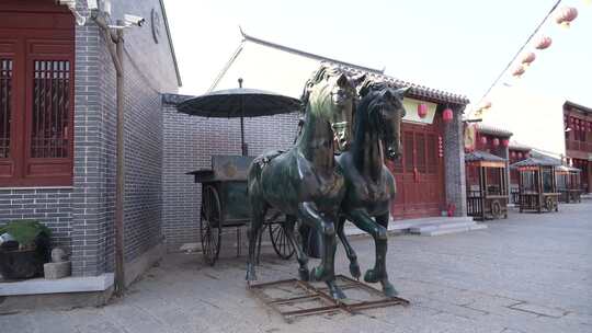 马 雕像 石头 标志 马车 景点 景区