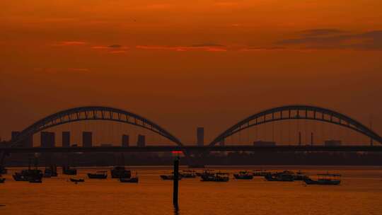 杭州九堡大桥日出视频素材模板下载
