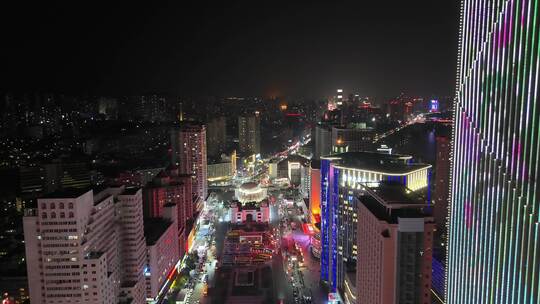 甘肃兰州城市夜景灯光交通航拍