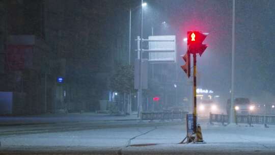 大雪纷飞下匆忙行驶的电动车2