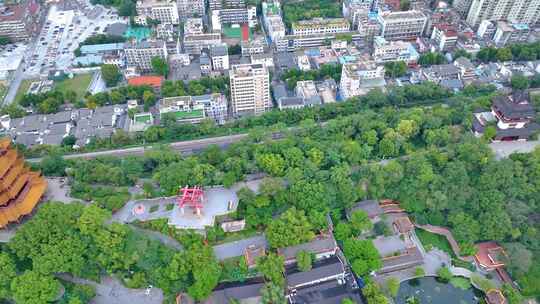 武汉黄鹤楼航拍湖北武昌区地标建筑城市风景