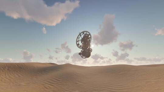 沙漠和时钟-超现实场景