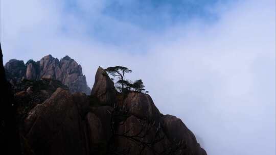 黄山风景区壮观山顶云海延时唯美风景视频素